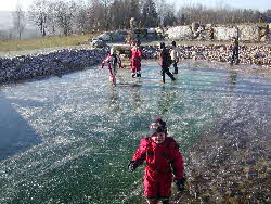 Eislaufen Gartenteich